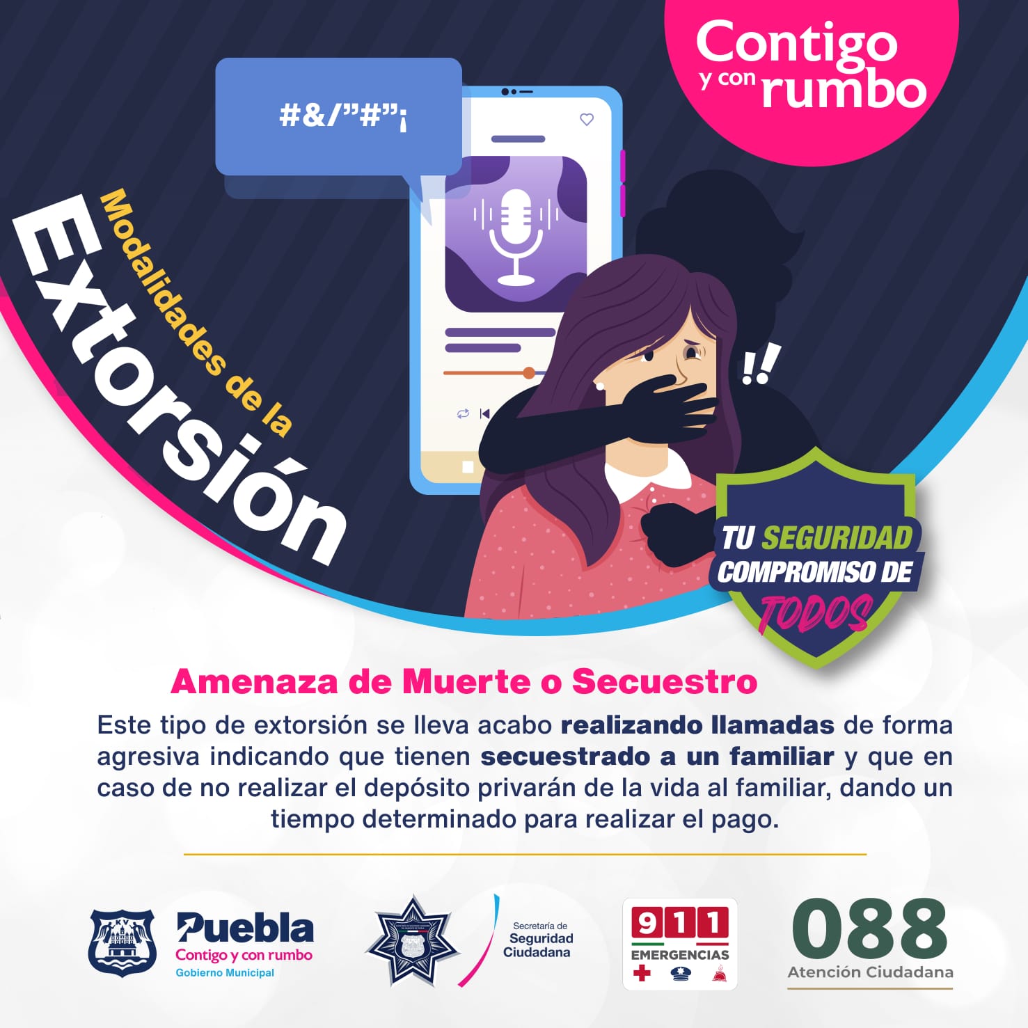 Policía Municipal de Puebla asesora a la ciudadanía ante posibles extorsiones telefónicas