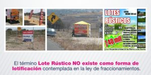 Desarrollo Urbano adivierte sobre compra de “Lotes Rústicos”