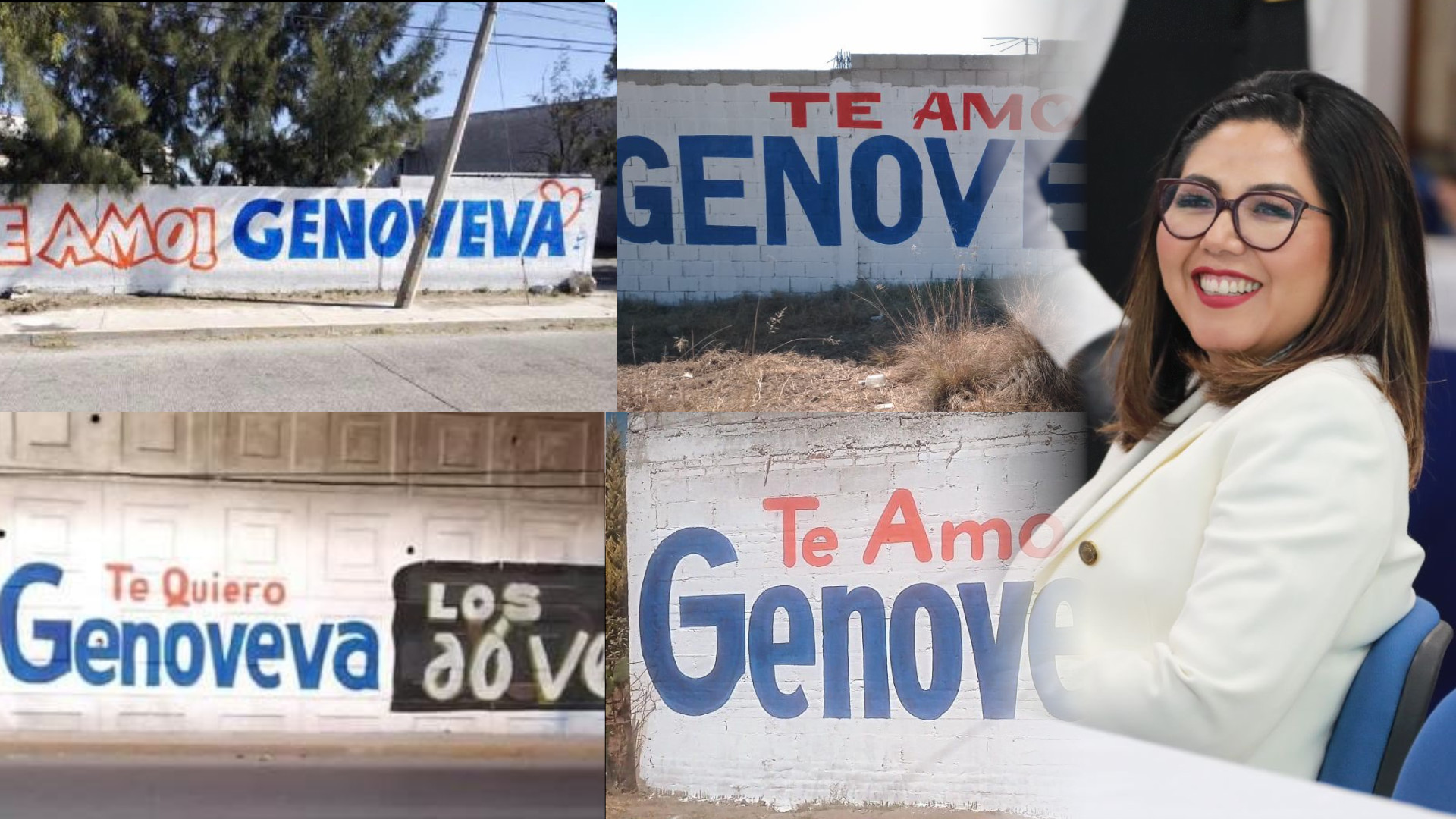 “Te amo Genoveva” aparece en diversas bardas de Puebla