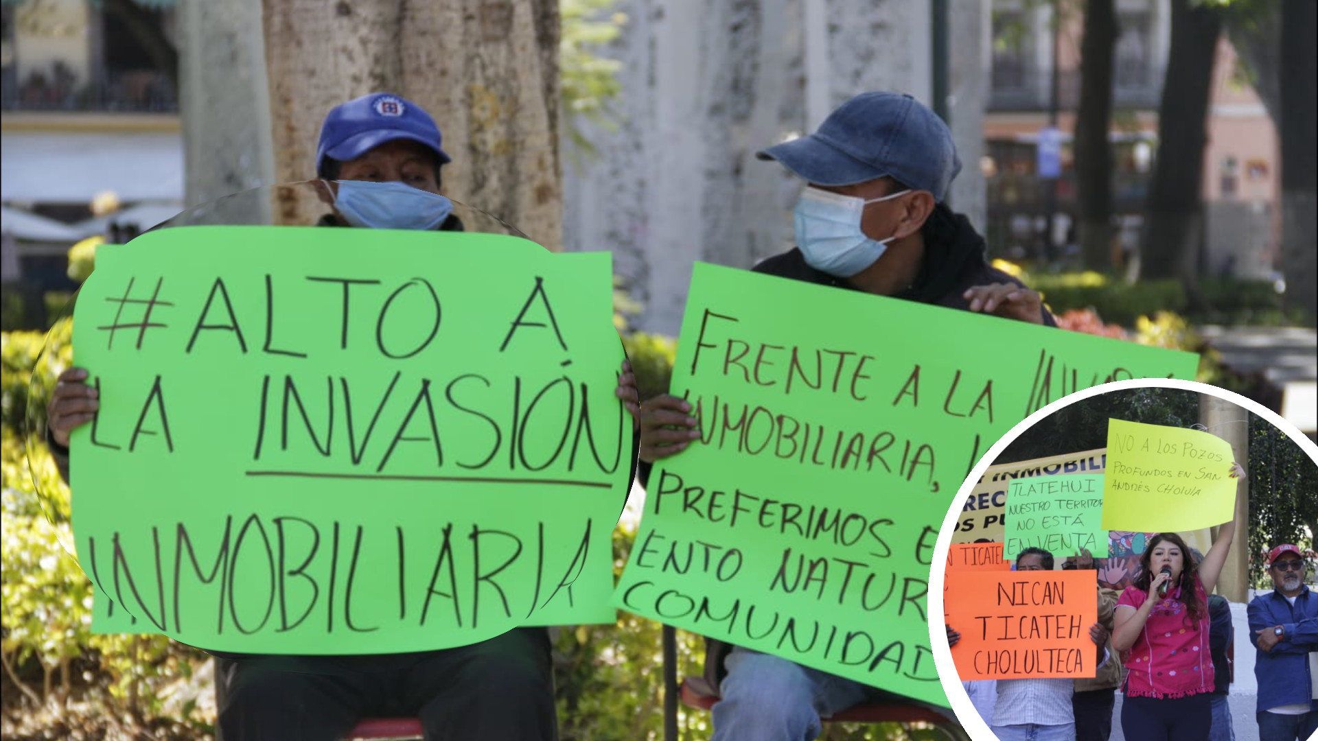 Pueblos originarios de San Andrés Cholula se manifiestan contra la invasión inmobiliaria