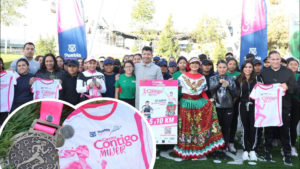 Presentan medalla y playera de la “Carrera Contigo Mujer” en Puebla