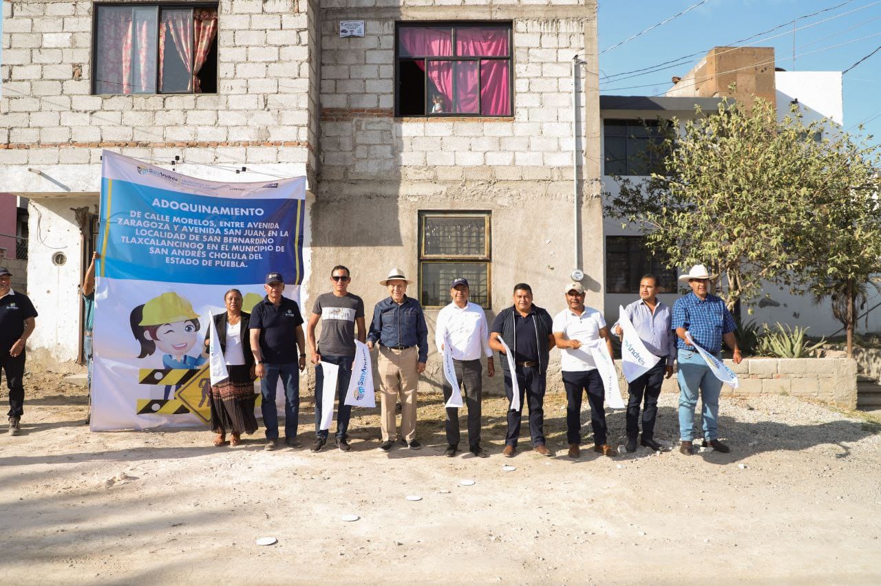 Arranca Mundo Tlatehui adoquinamiento en avenidas de San Bernardino Tlaxcalancingo