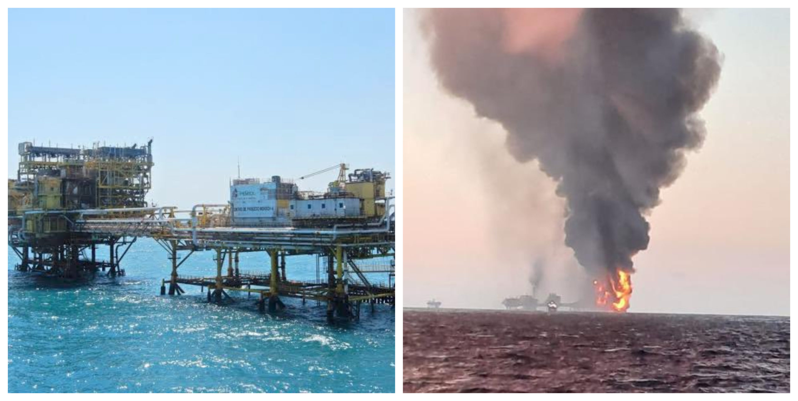 Incendio en plataforma marina de Pemex en Cantarell, Campeche desata operativo de emergencia