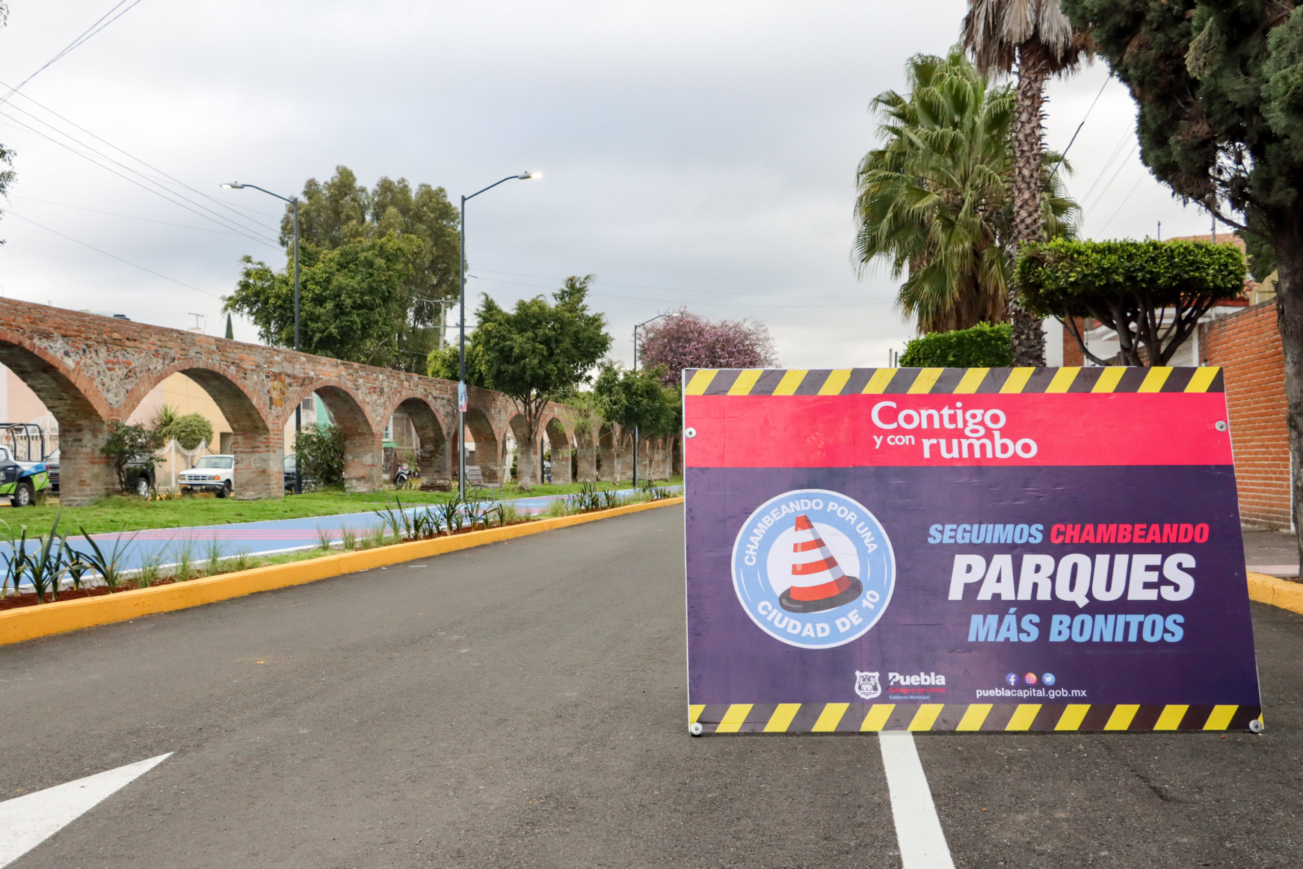 Ayuntamiento de Puebla realiza la entrega de la rehabilitación al parque acueducto y paraíso en San José Mayorazgo