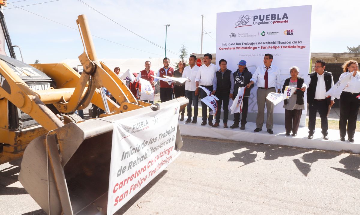 Sergio Salomón da el banderazo de arranque a la rehabilitación de la carretera Chiautzingo – San Felipe Teotlalcingo