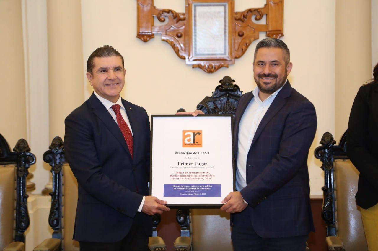 Puebla capital recibe reconocimiento como primer lugar nacional en transparencia y disponibilidad de información