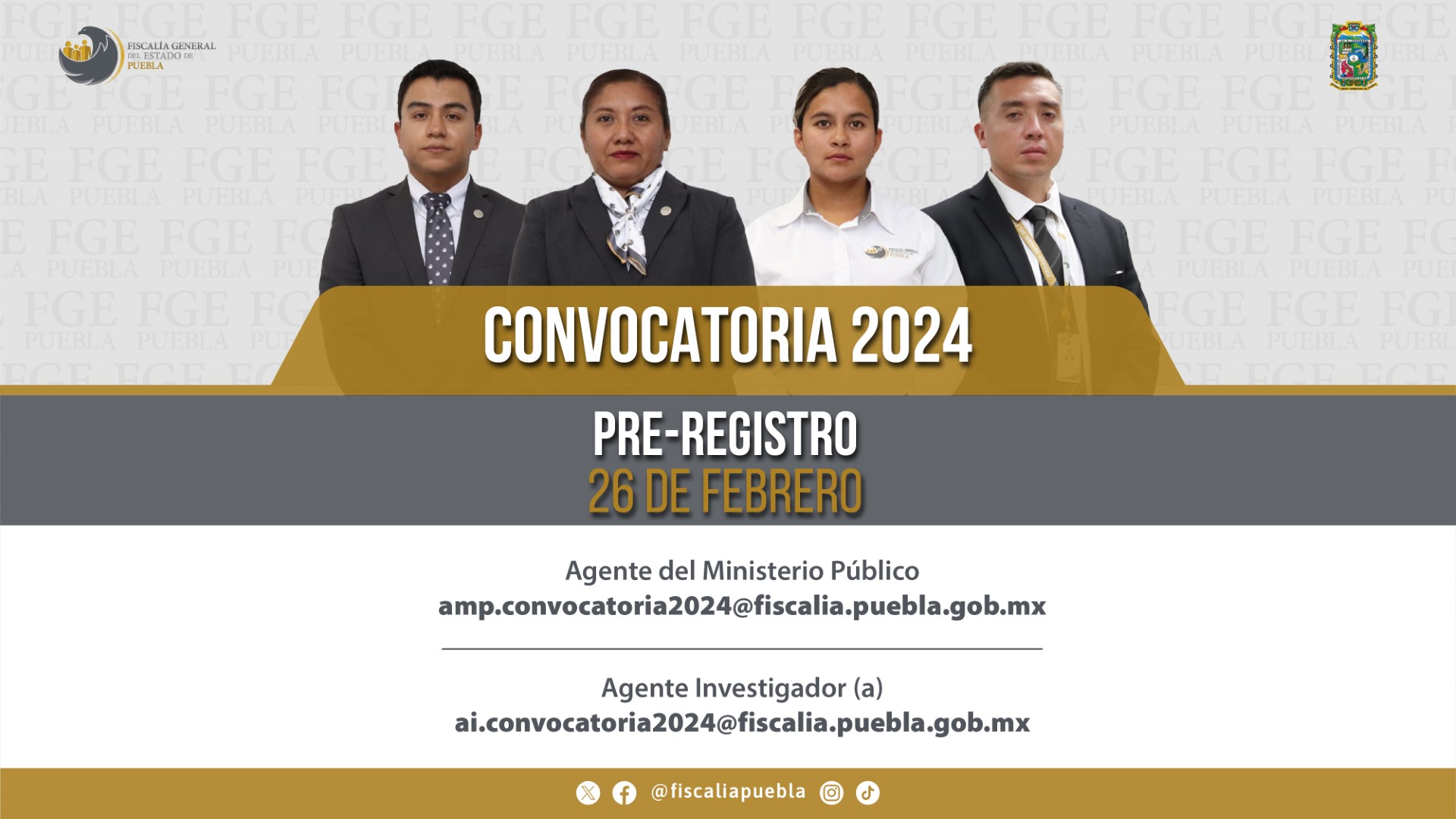 Este lunes inicia la FGE de Puebla el pre-registro para cubrir 43 plazas