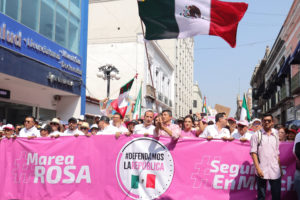 Durante la marcha “Marea Rosa” en Puebla, candidatos de oposición piden voto masivo e imparcialidad del INE