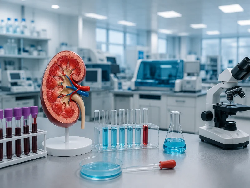 Advanced clinical chemistry analyzer evaluating Kidney Function Test biomarkers