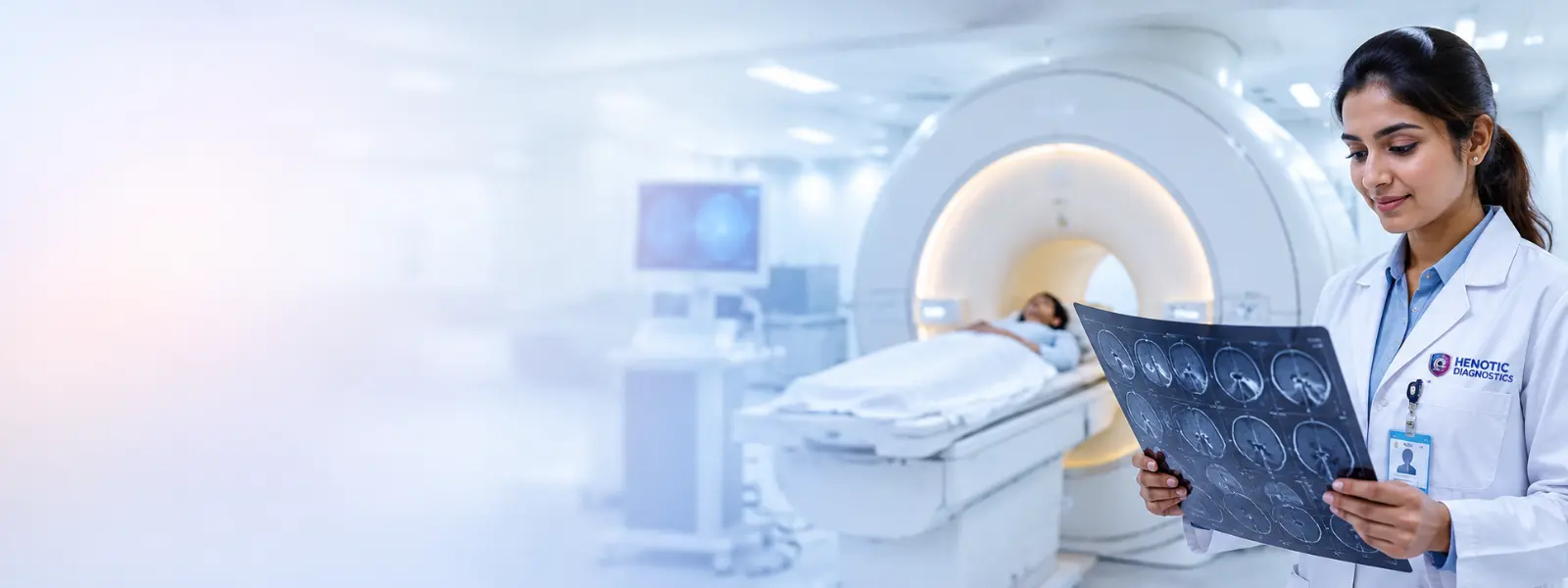 Patient entering a 3.0T MRI scanner at Henotic Diagnostics
