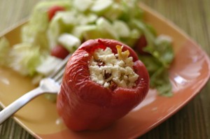 Italian Stuffed Peppers sliced diced chopped red peppers