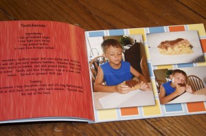 The bright colors of this page layout add a fun vibe to the book. And don't those Scotcheroos look yummy!