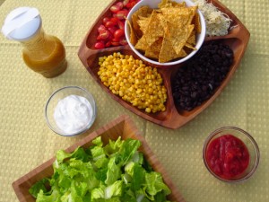 I like to serve it in a dish like this so everyone can make their own salad.