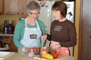 Lisa and her mom cooking