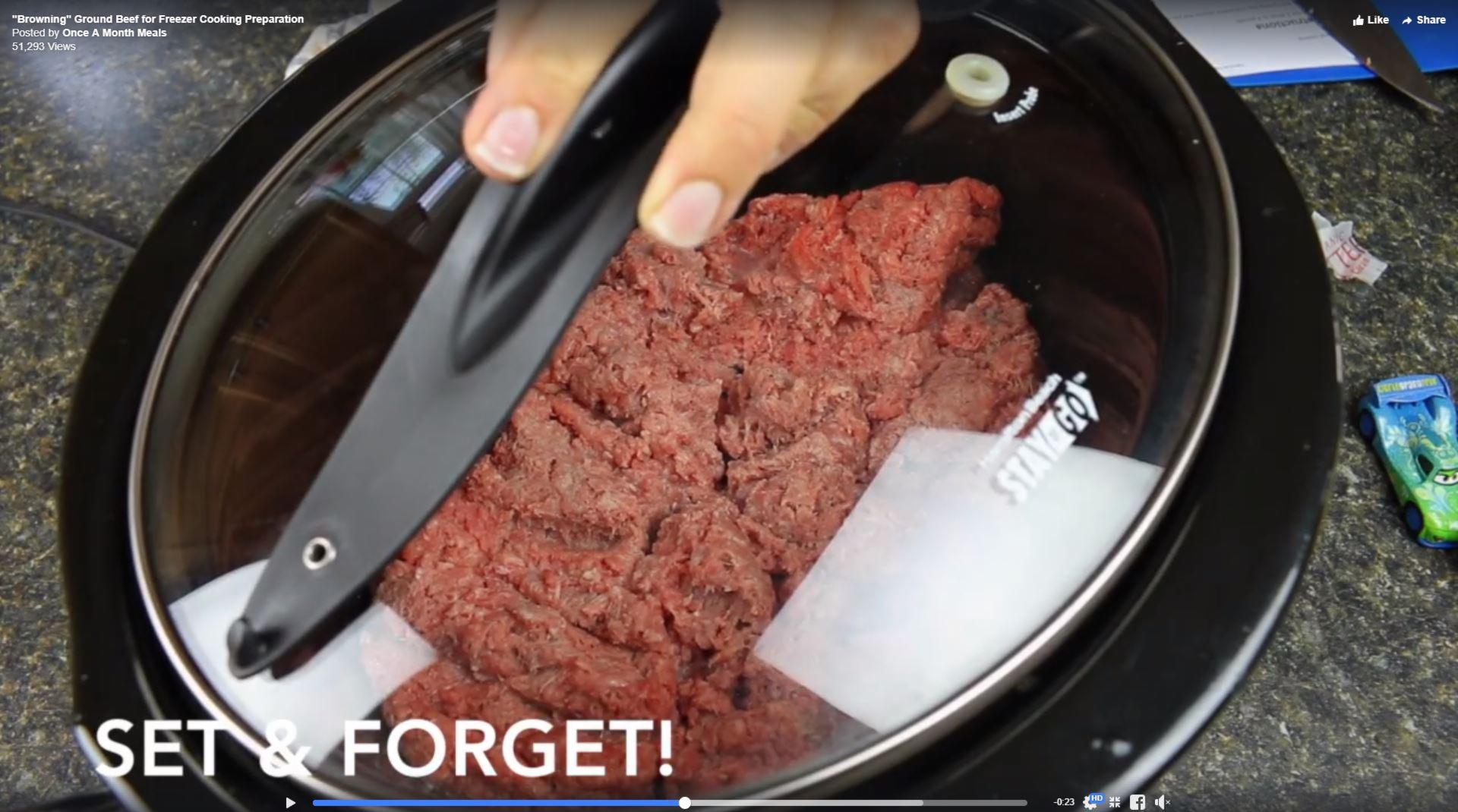 Browning Ground Beef for Freezer Cooking Preparation