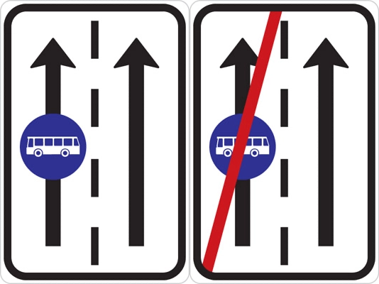 Dopravní značení upozorňující na vyhrazené jízdní pruhy (zdroj: www.wikipedia.cz)