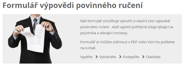 Formulář výpovědi povinného ručení