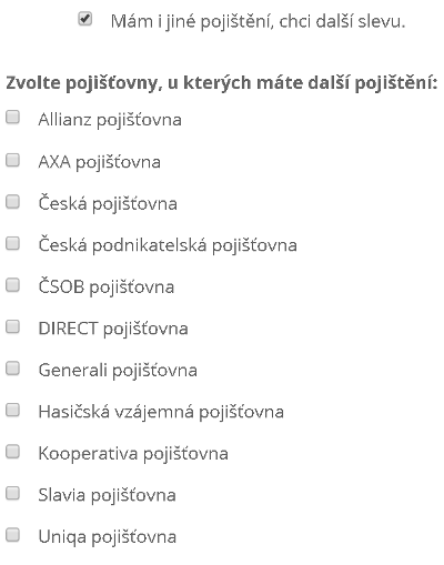 Kalkulačka povinného ručení - mám i jiné
pojištění, chci slevu