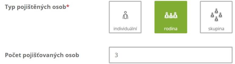 Kalkulačka cestovního pojištění - pojišťované osoby