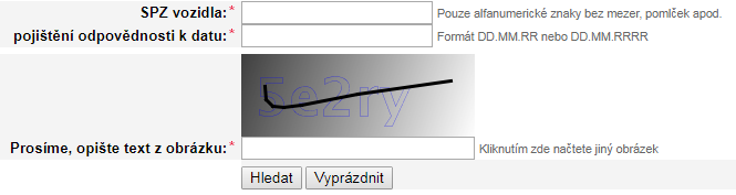 Prověření vozidla dle registrační značky