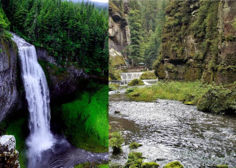 Salt Creek Falls Oregon a Hřensko