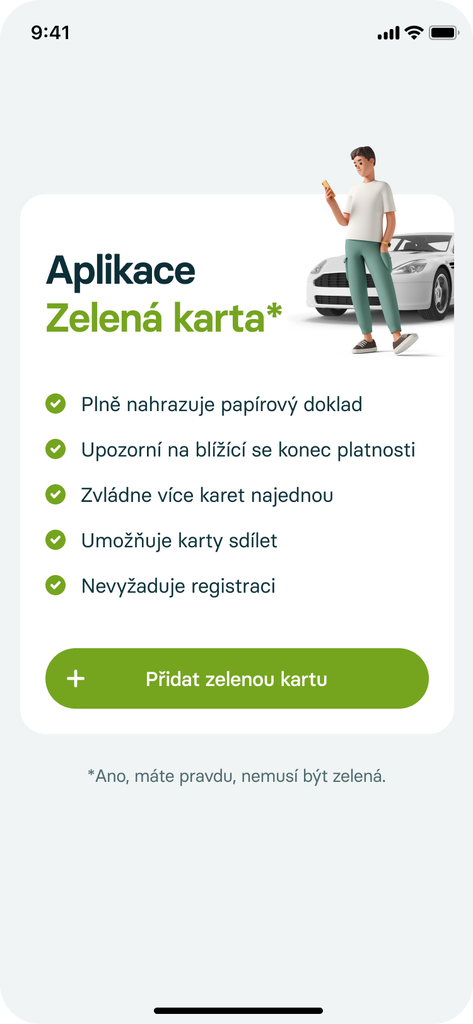 mobilní aplikace zelená karta