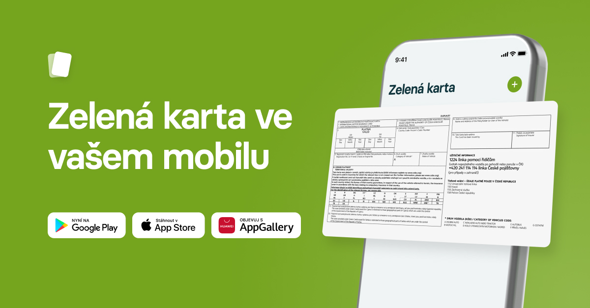 Mobilní aplikace zelená karta