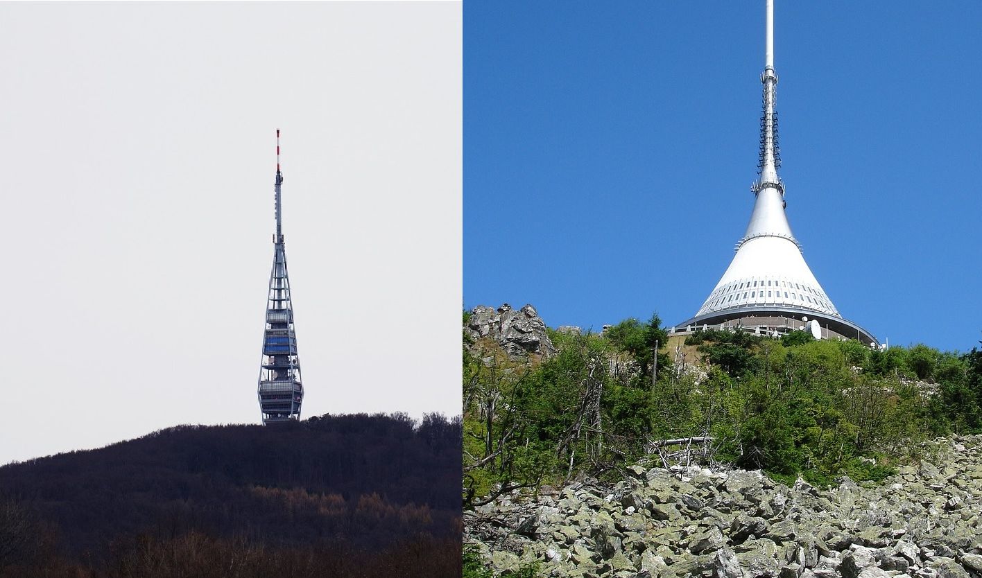 Věž Kamzík a Vysílač Ještěd