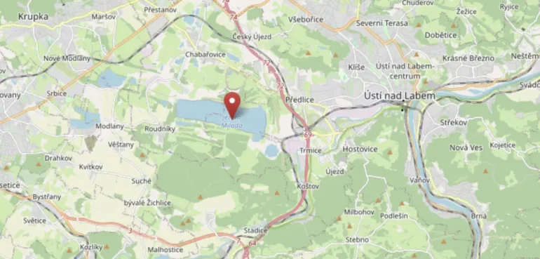 Jezero Milada - Mapa od přispěvatelů OpenStreetMap.org
