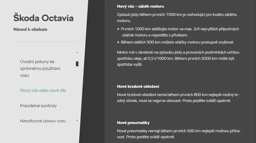 Škoda Octavia - návod k obsluze