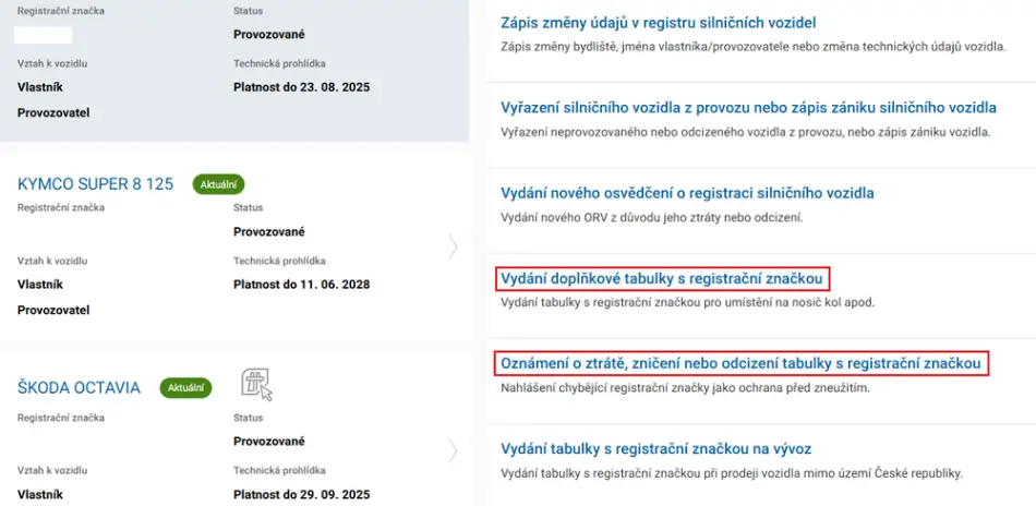 Výměnu SPZ provedete snadno přes Portál dopravy