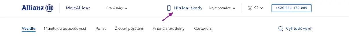 Hlášení pojistné události Allianz