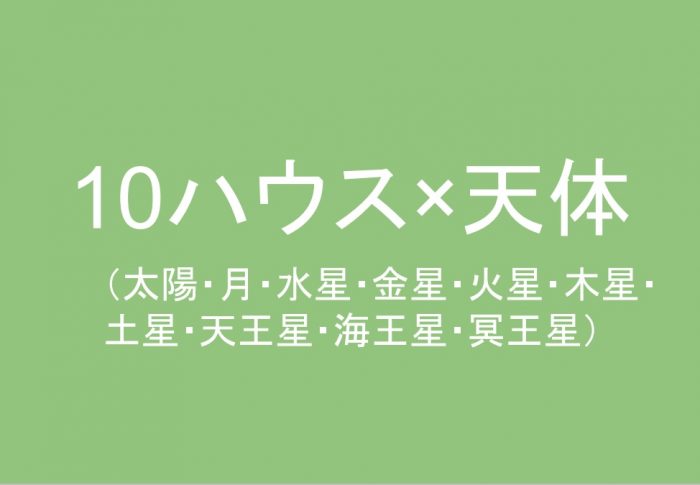 １０ハウス(室)太陽、月、水星、金星、火星、木星、土星、 天王星、海王星、冥王星