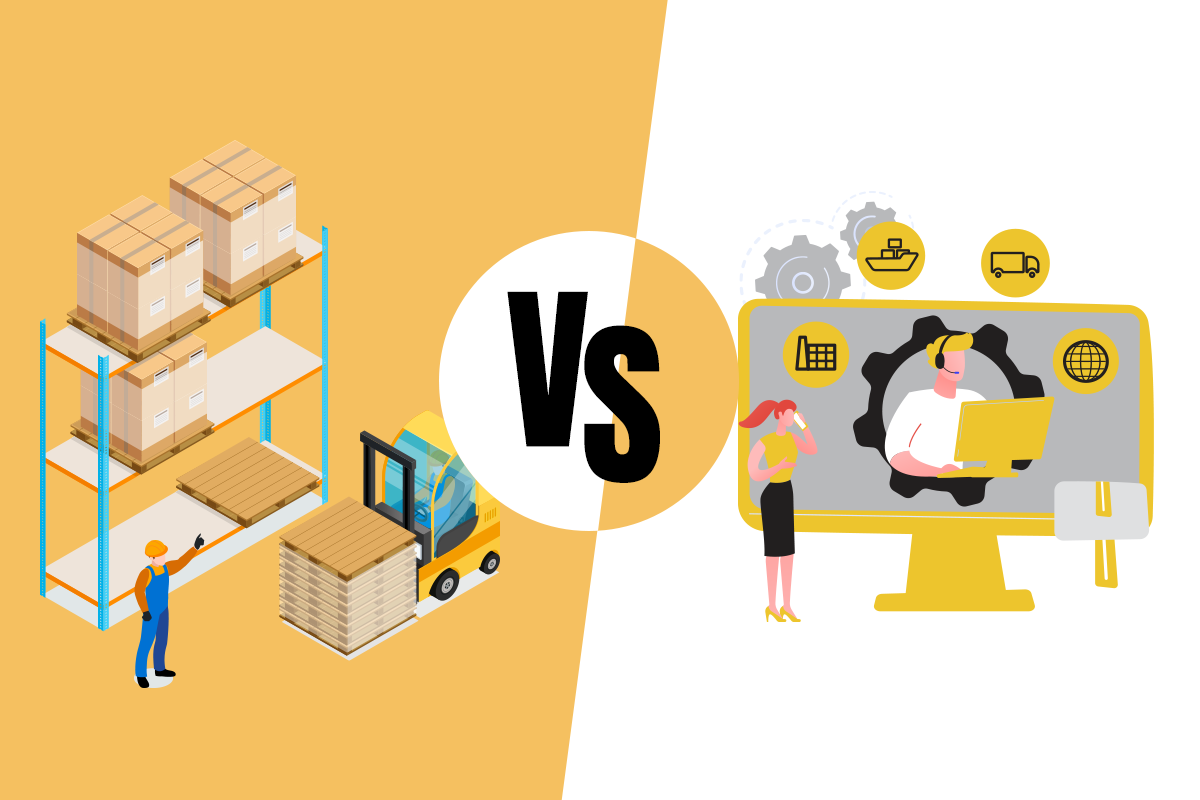 a graphic displaying fixed logistics and flexible logistics side by side