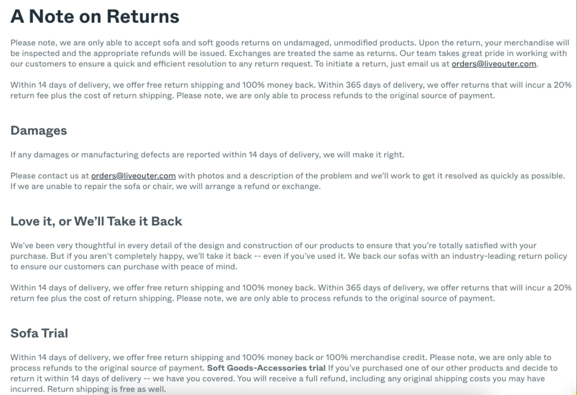 Returns/Exchanges Policy