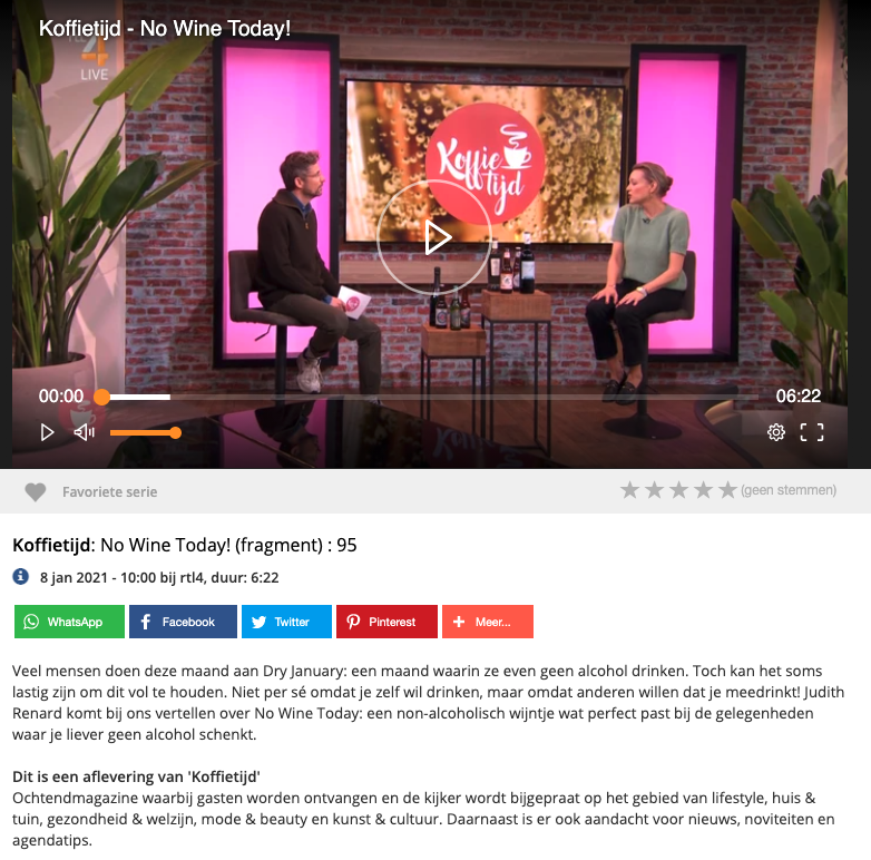 No Wine Today RTL Koffietijd