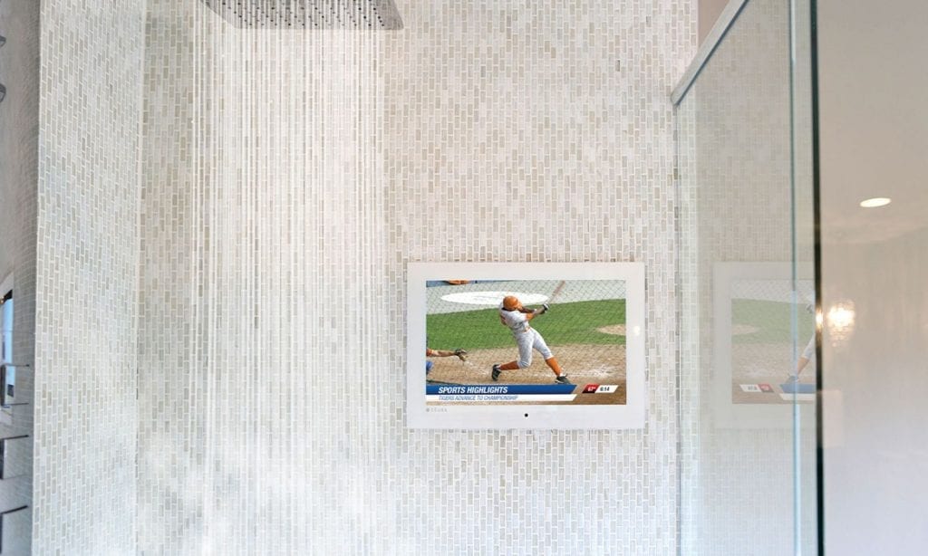 White Hydra waterproof TV in a shower