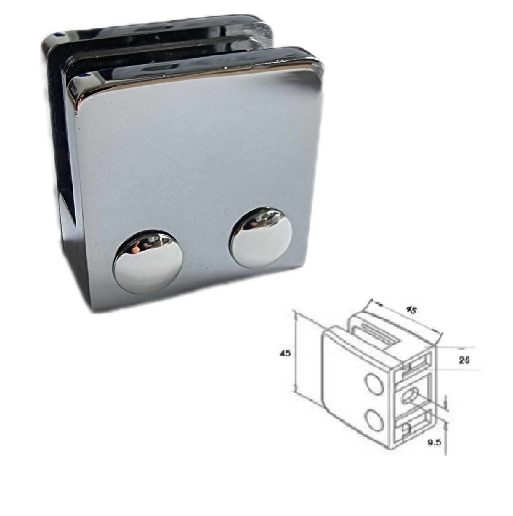 Square Glass Clamp 8mm or 10mm