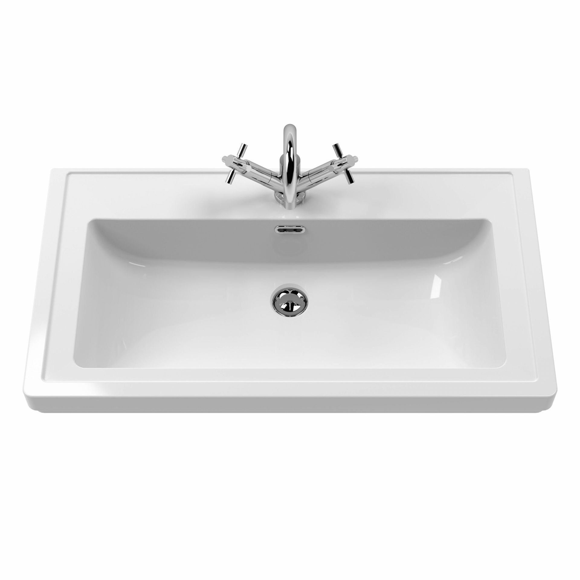 Old London Bexley 800mm 1 Drawer Floor Standing Vanity Unit & Basin – Pure White