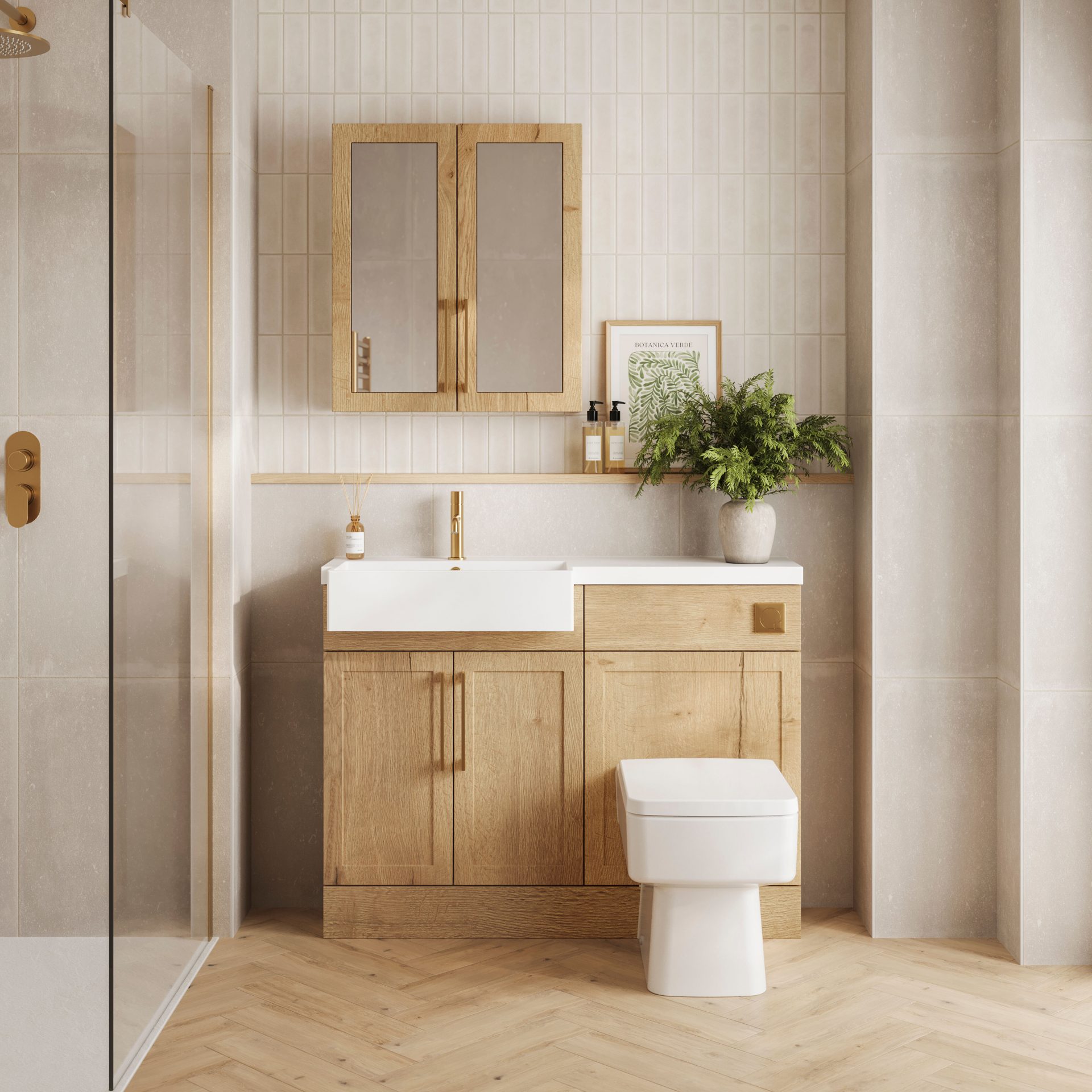 Nuie Lux Fable 500mm Slim Floorstanding WC Unit – Autumn Oak