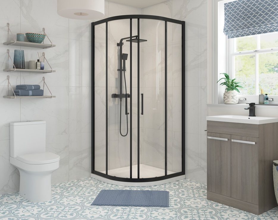 MyBathrooms Optimum Original 2 Door Quadrant Shower Enclosure – Black