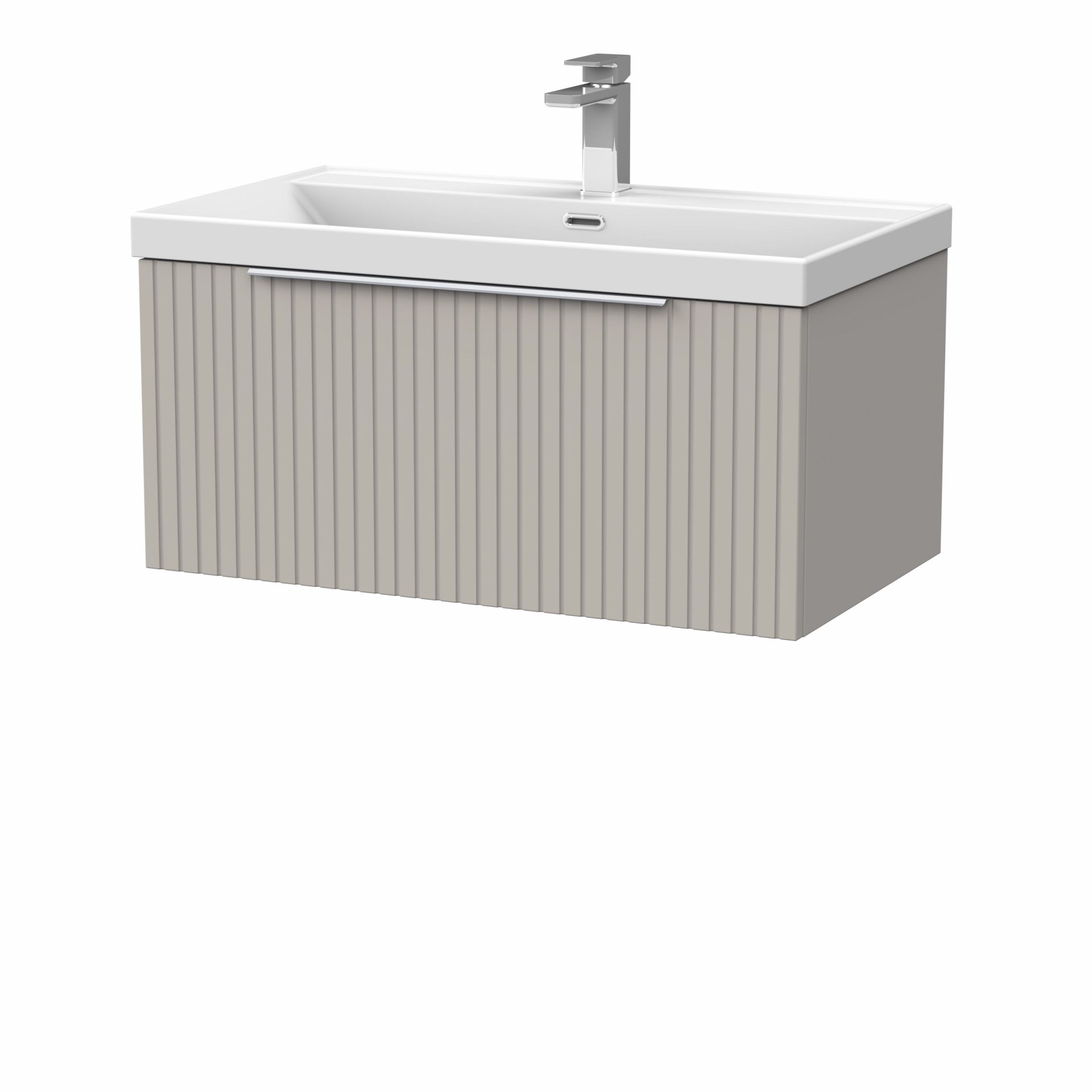 Nuie Lux Flume 800mm 1 Drawer Wall Hung Vanity Unit – Pebble Grey