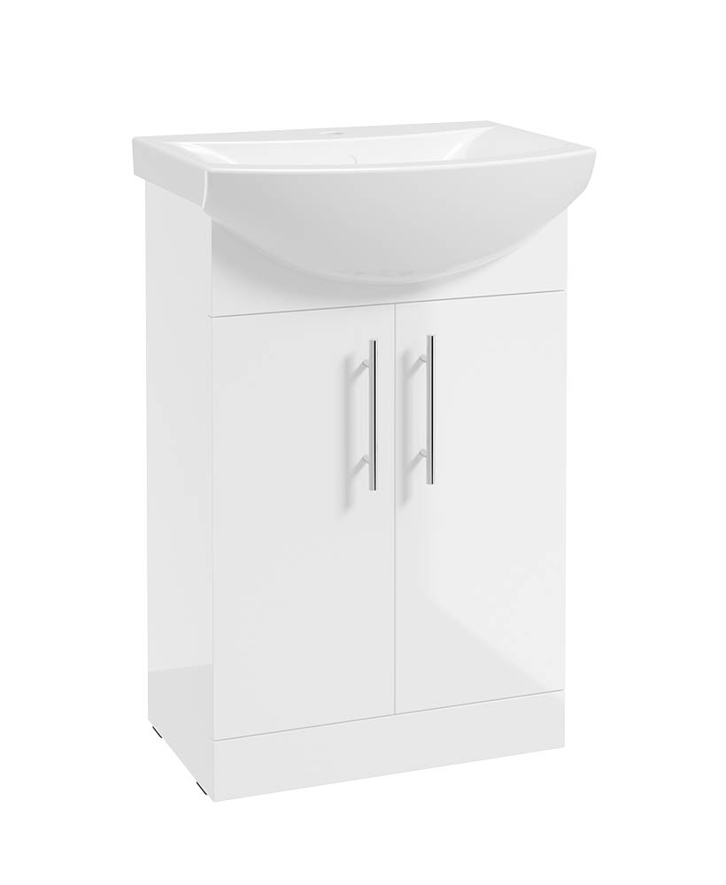 Sonas Select Strata Classic 550mm 2 Door Floorstanding Vanity Unit & Basin – Gloss White