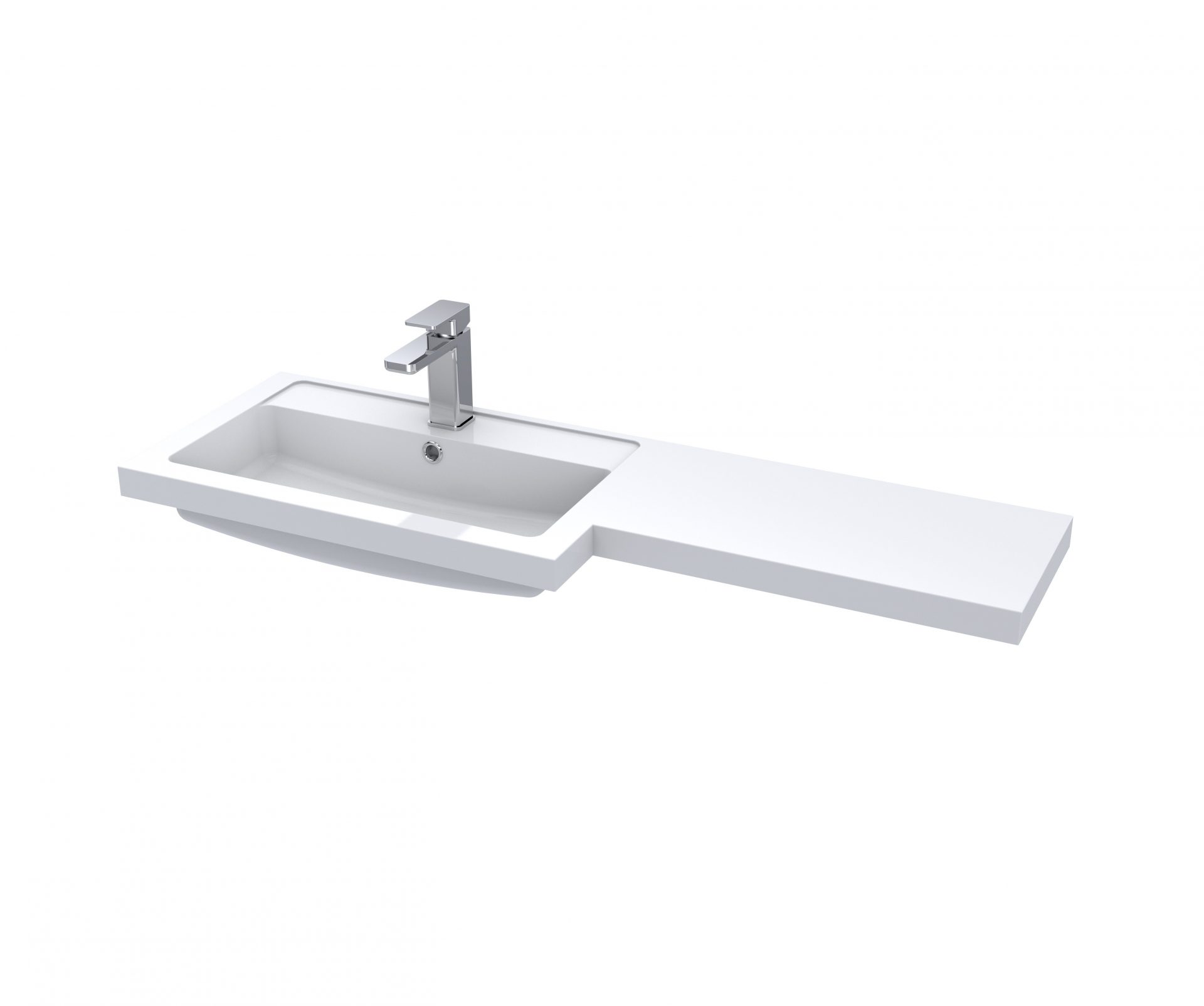 Hudson Reed Fusion 1 Tap Hole 1100mm Square L-Shaped Polymarble Basin