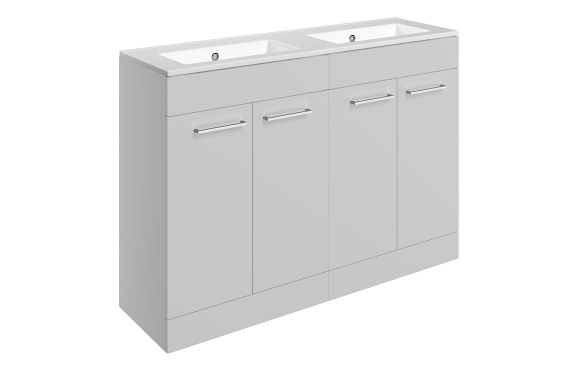 MyBathrooms Otley 1210mm 4 Door Floorstanding Unit & 0TH Thin Edge Basin – Grey Gloss