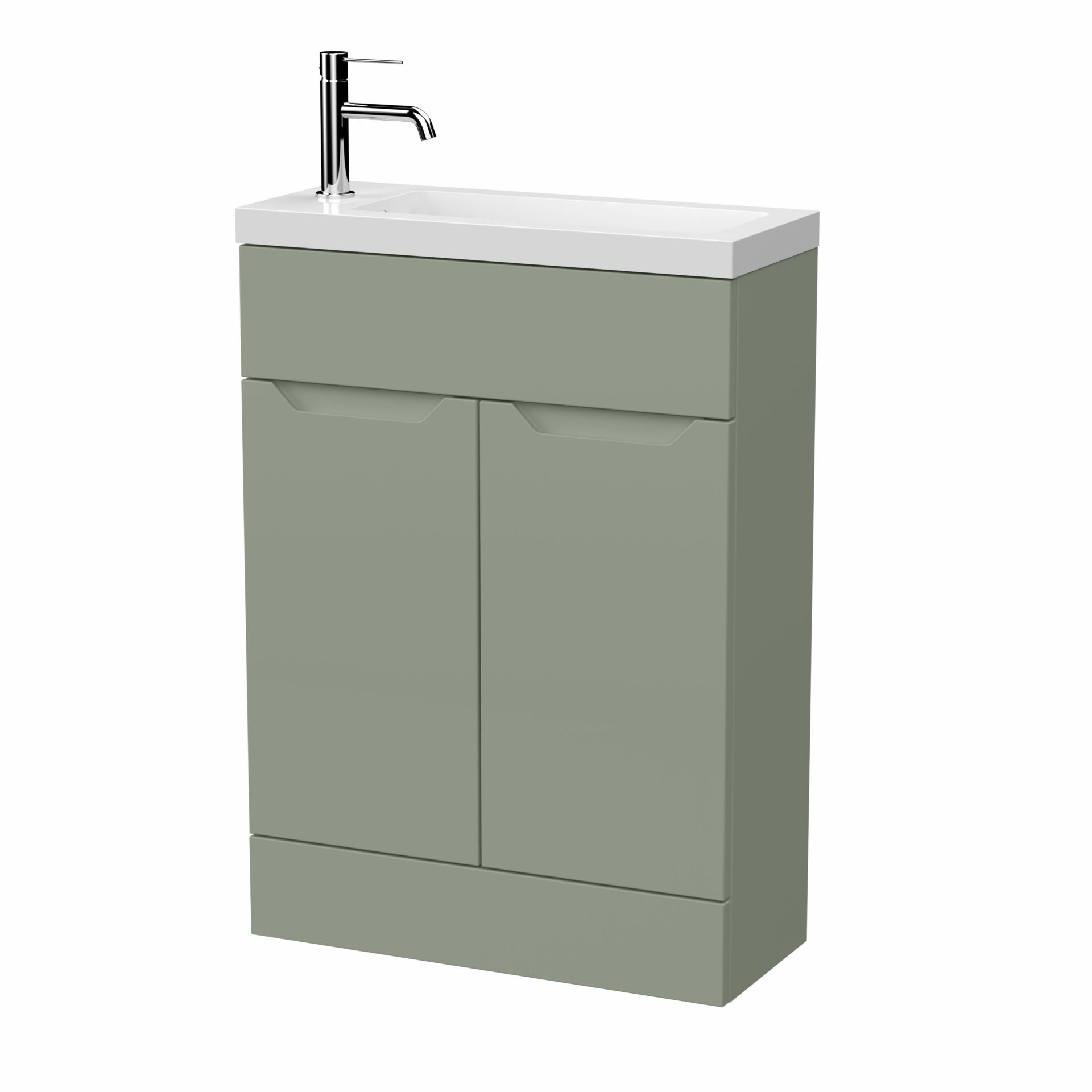 Nuie Lux Loave 600mm 2 Door Slim Floorstanding Unit – Fern Green