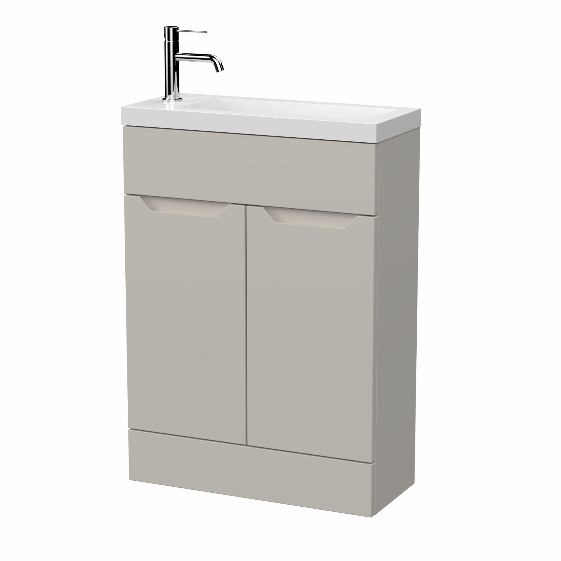 Nuie Lux Loave 600mm 2 Door Slim Floorstanding Unit – Pebble Grey