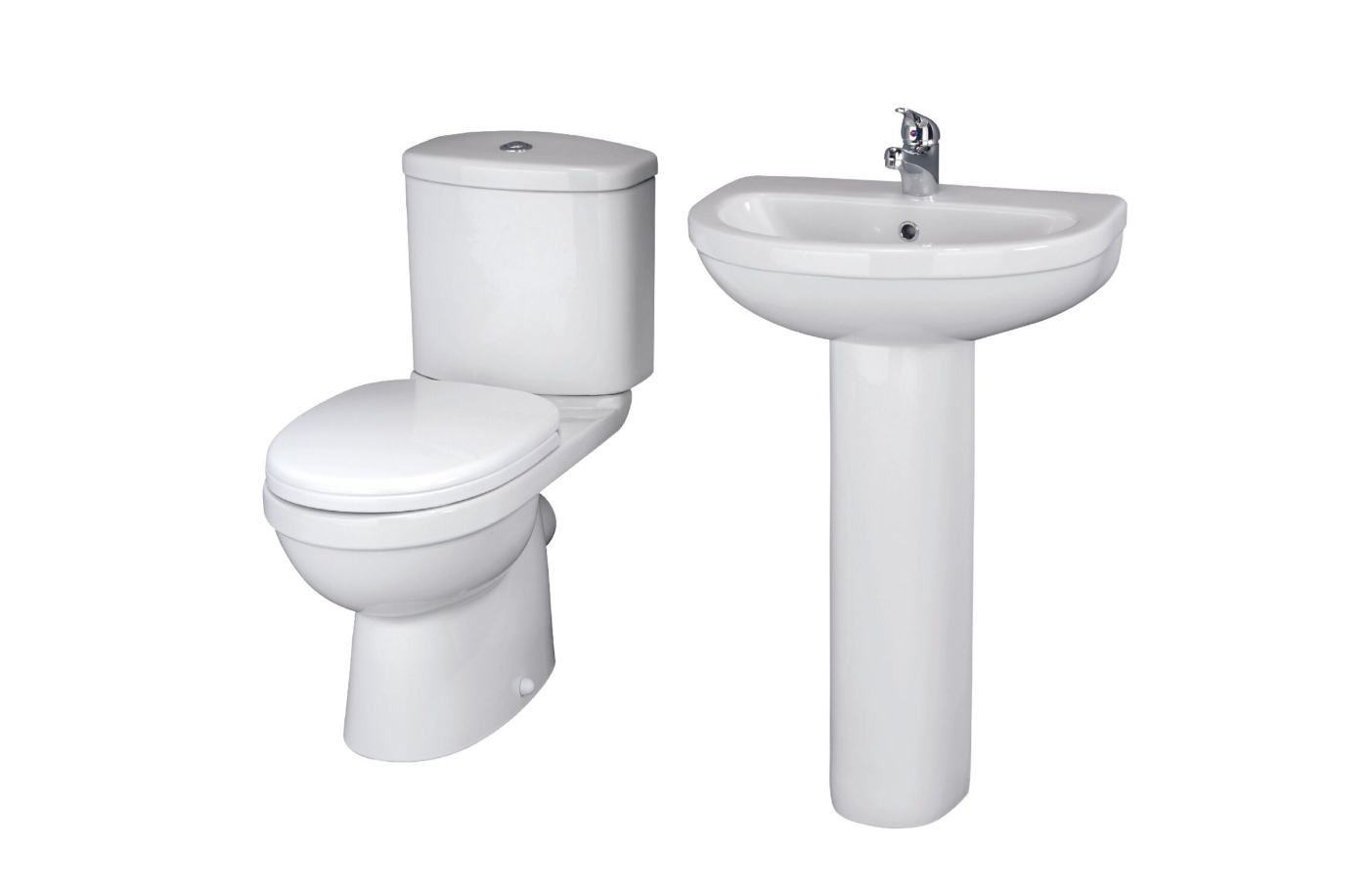 Bathroom Suite – Toilet, Cistern, Seat, Basin and Pedestal