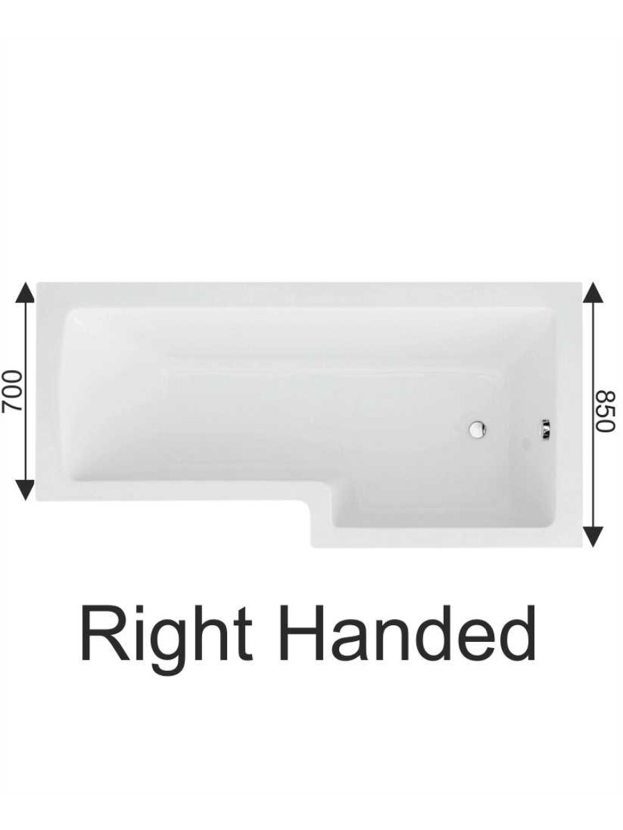 Sonas L Shape 1700x850mm Shower Bath with Bath Panel & Bath Screen