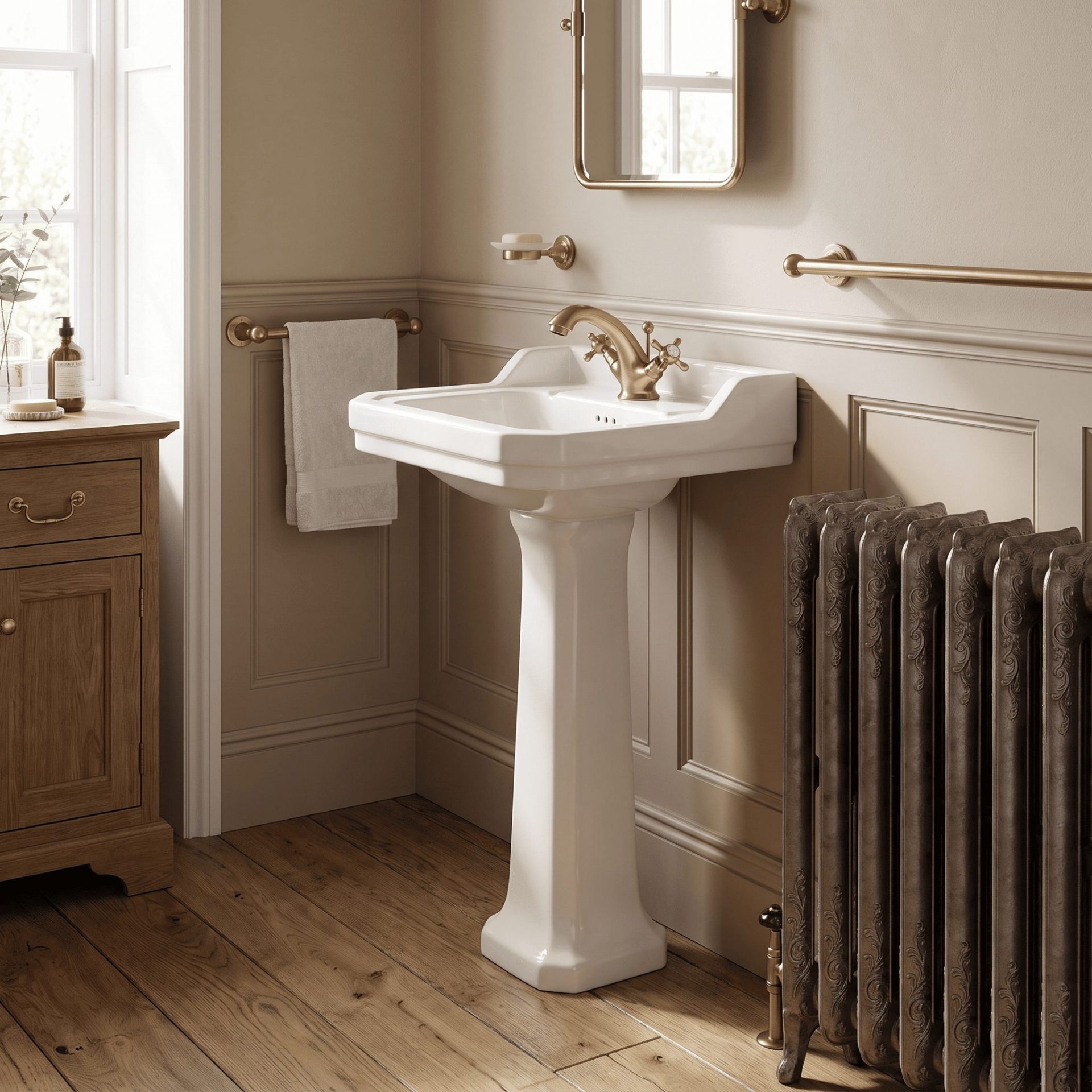 Nuie Beaumont Traditional Mono Basin Mixer With Waste – Brushed Brass